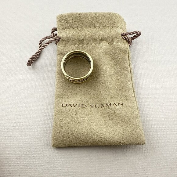 David Yurman Ring Sterling Silver 14K Gold Cable Band Twist Cigar 7.5 Mixed Meta - Picture 13 of 15